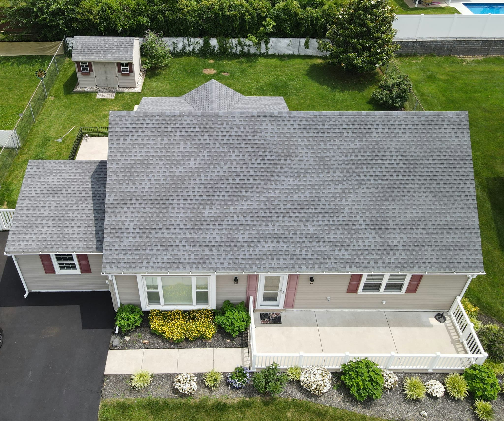 Asphalt shingles on a residential roof