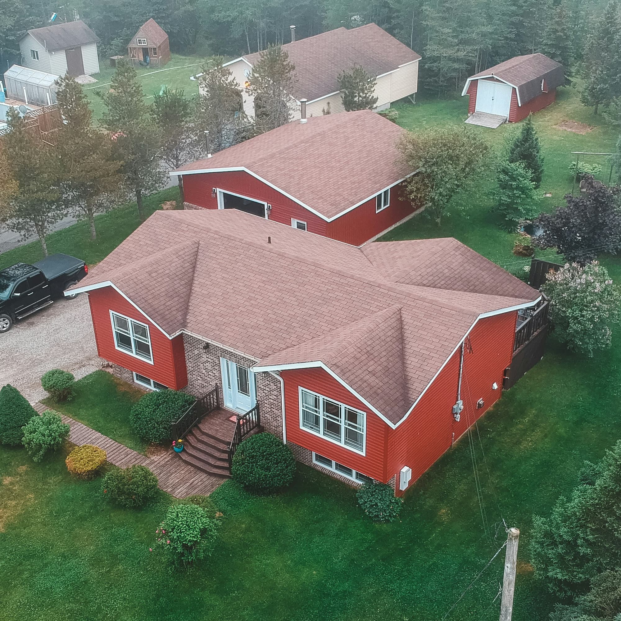 Close view of gray roof shingles
